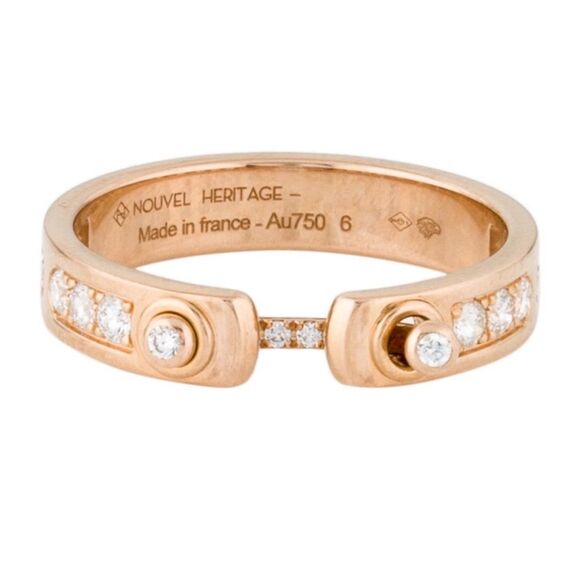 Nouvel Heritage Tuxedo Ring in Rose Gold with Diamonds - Picture 6 of 10